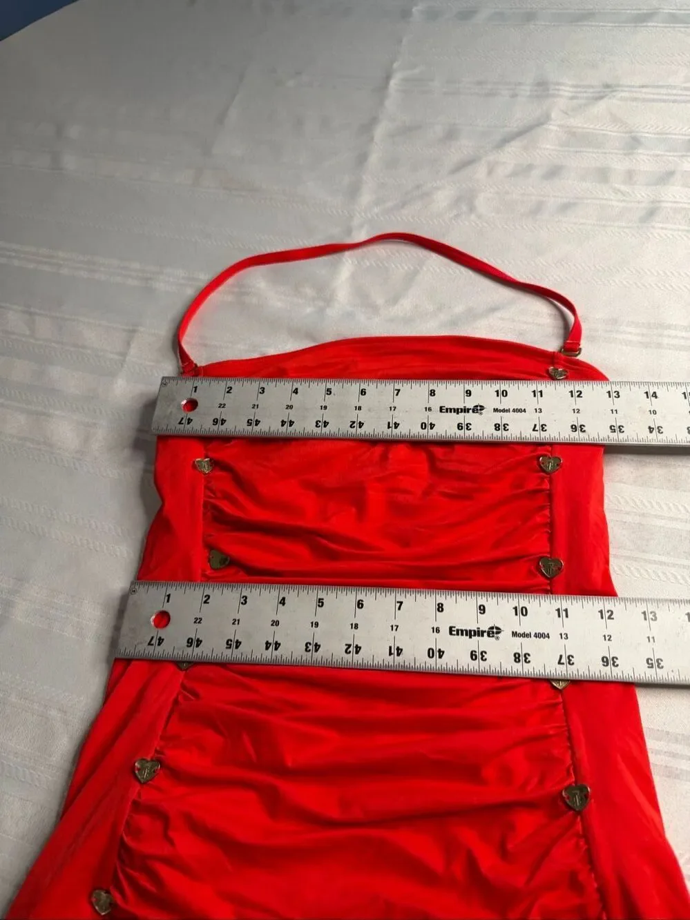 Juicy Couture Vintage Red One Piece Gold Heart Charms Swimsuit Size Small